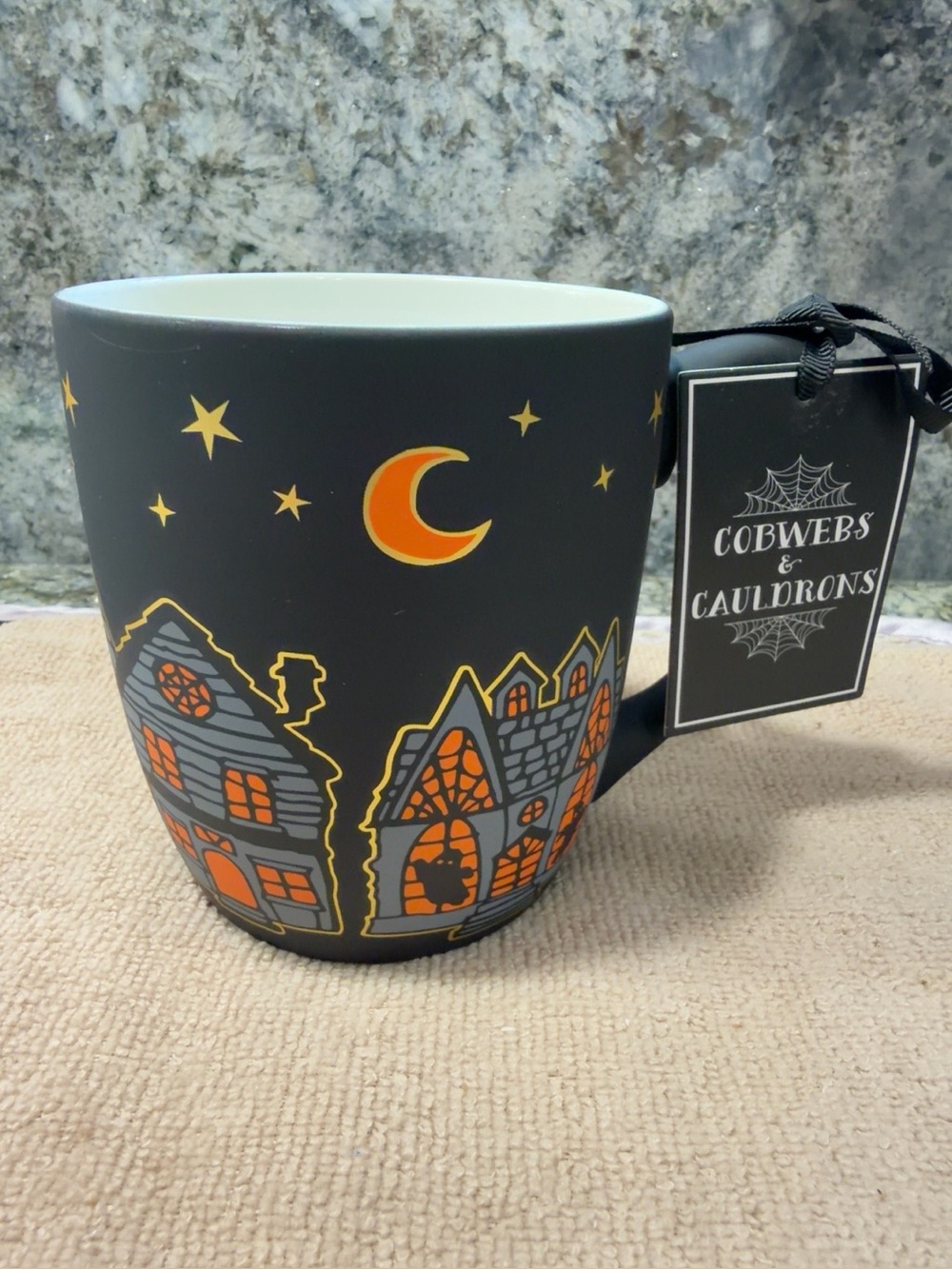 Cobwebs & Cauldrons Haunted Village Soft Touch Halloween Mug | NWT